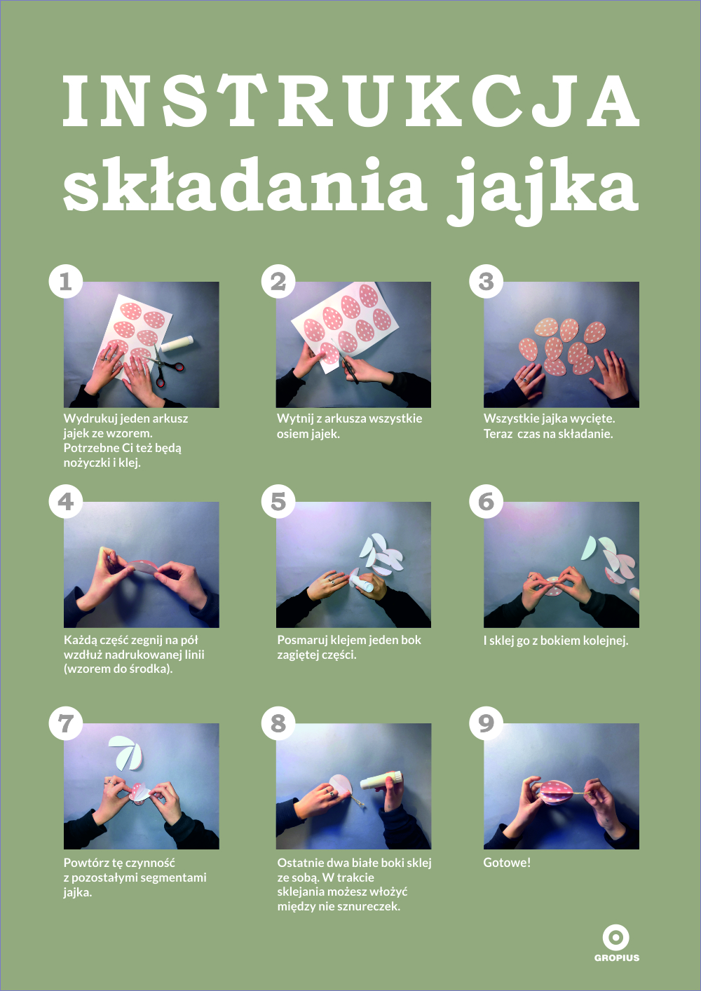 Instrukcja składania jajka w kropki